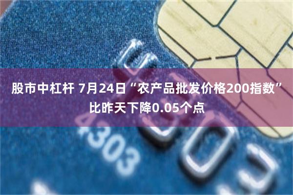 股市中杠杆 7月24日“农产品批发价格200指数”比昨天下降0.05个点