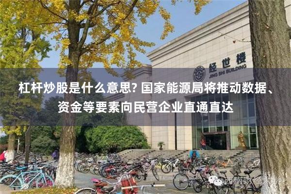 杠杆炒股是什么意思? 国家能源局将推动数据、资金等要素向民营企业直通直达