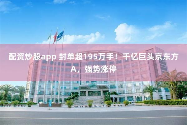 配资炒股app 封单超195万手!千亿巨头京东方A,强势涨停