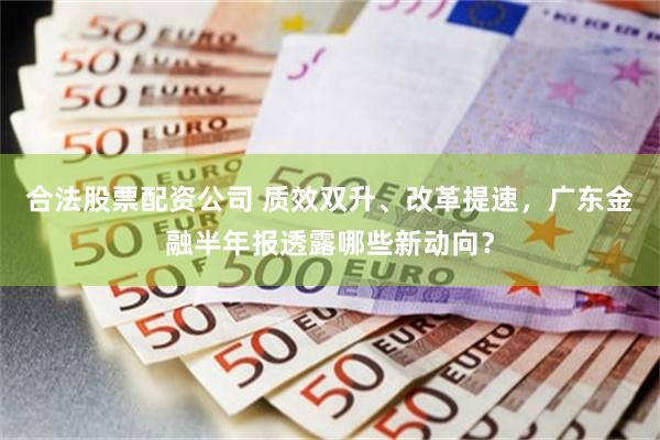 合法股票配资公司 质效双升、改革提速，广东金融半年报透露哪些新动向？