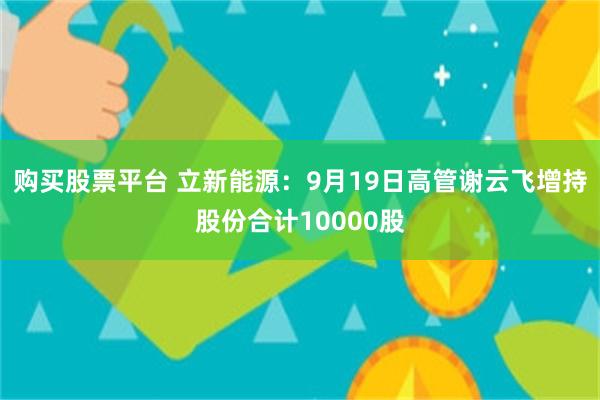 购买股票平台 立新能源：9月19日高管谢云飞增持股份合计10000股