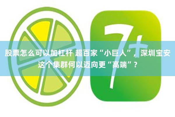股票怎么可以加杠杆 超百家“小巨人”，深圳宝安这个集群何以迈向更“高端”？