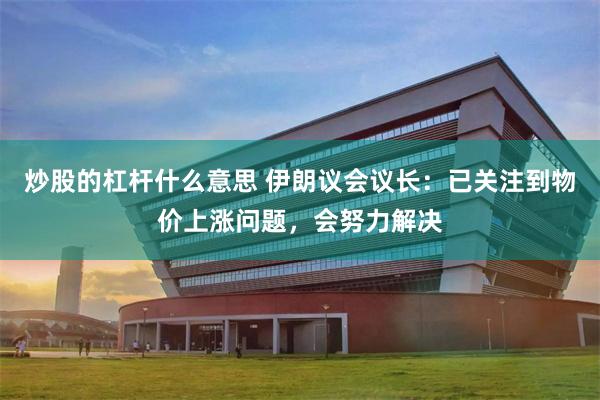 炒股的杠杆什么意思 伊朗议会议长：已关注到物价上涨问题，会努力解决
