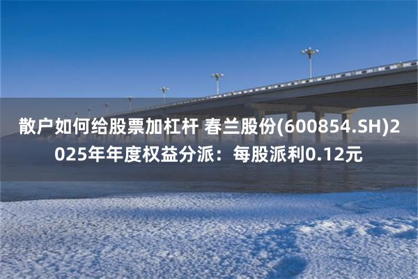 散户如何给股票加杠杆 春兰股份(600854.SH)2025年年度权益分派：每股派利0.12元