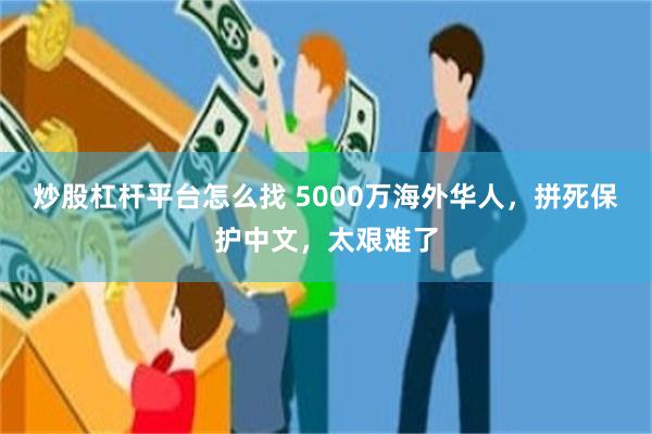 炒股杠杆平台怎么找 5000万海外华人,拼死保护中文,太艰难了