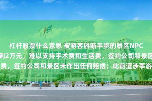 杠杆股票什么意思 被游客掰断手腕的景区NPC再发声:出事至今仅收到2万元,难以支持手术费和生活费,签约公司和景区未作出任何赔偿;此前遭涉事游客拉黑