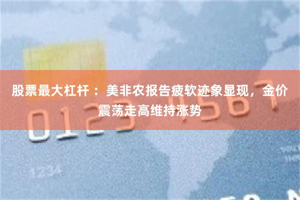 股票最大杠杆 ：美非农报告疲软迹象显现，金价震荡走高维持涨势