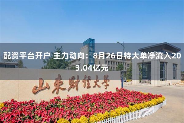 配资平台开户 主力动向：8月26日特大单净流入203.04亿元