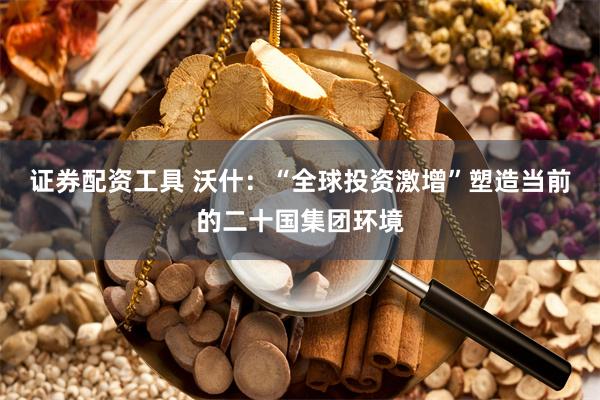 证券配资工具 沃什：“全球投资激增”塑造当前的二十国集团环境