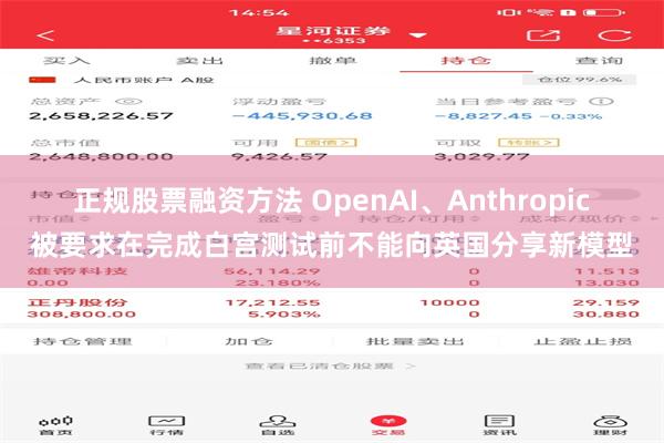 正规股票融资方法 OpenAI、Anthropic被要求在完成白宫测试前不能向英国分享新模型