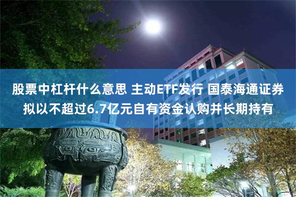 股票中杠杆什么意思 主动ETF发行 国泰海通证券拟以不超过6.7亿元自有资金认购并长期持有